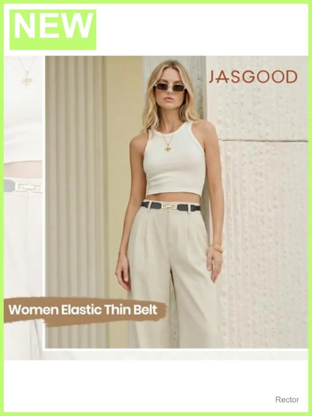2 Pack Women's Elastic Skinny Stretch Belts with Gold Buckle Faux Leather